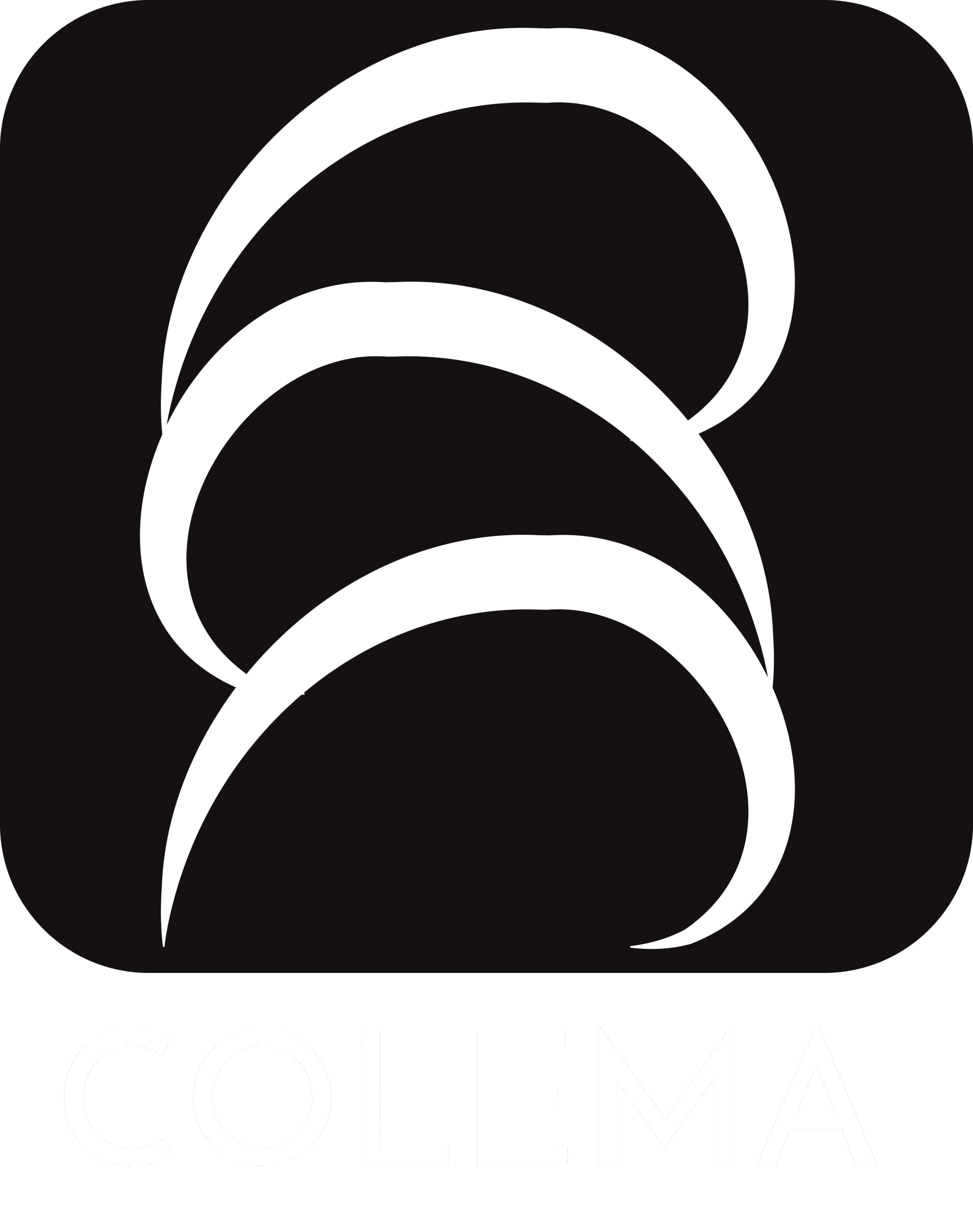 Logo da Cólema em preto e branco, texto branco